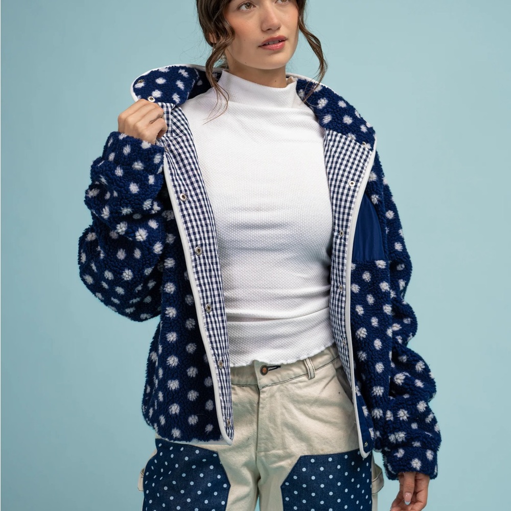 Midnight Lunch Polka Dot Fleece Jacket - Picture 5 of 7